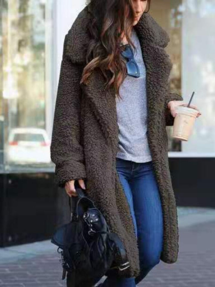 Women's Warm Long Teddy Coat, soft fleece - photo 6