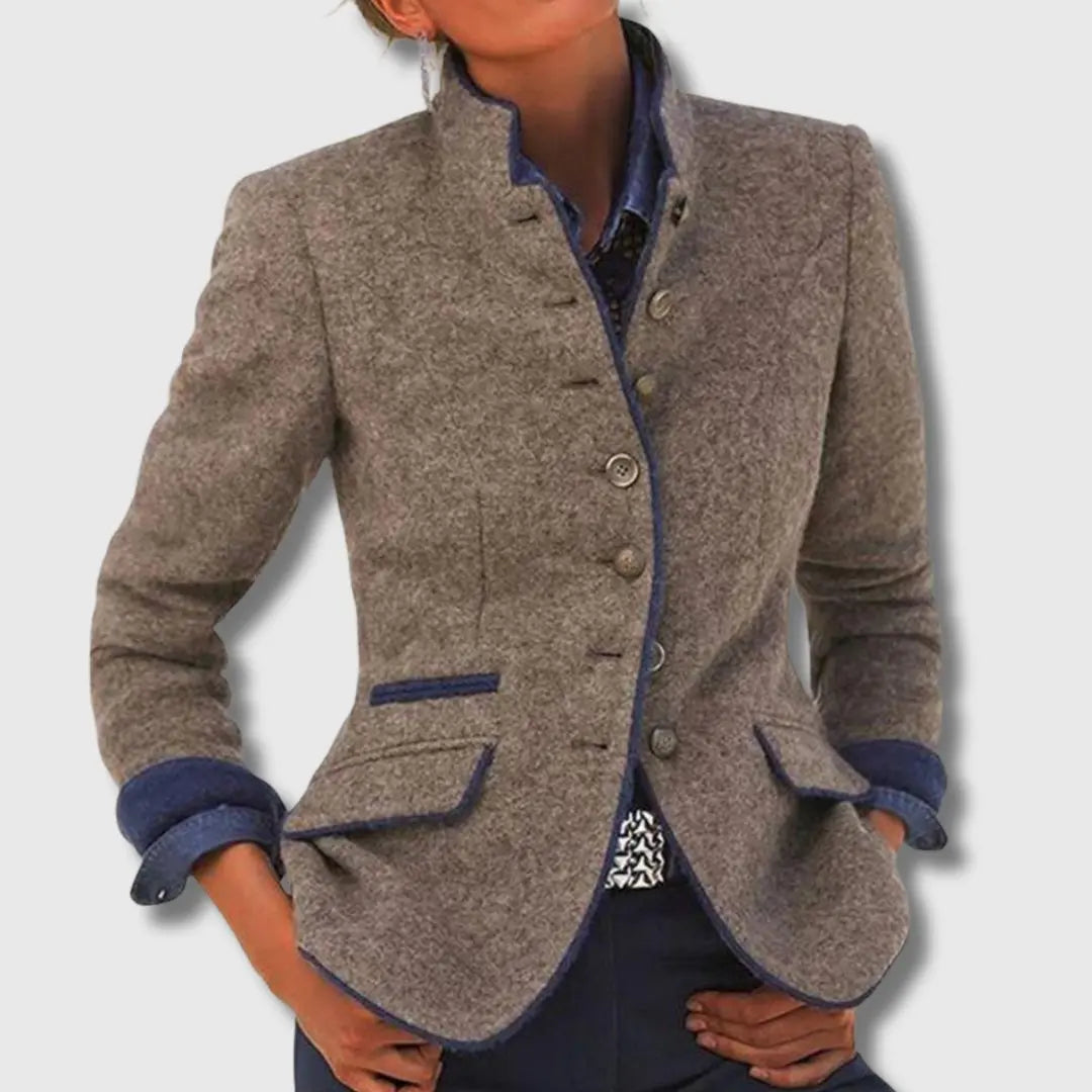Women's Wool-Blend Blazer, contrast trim - photo 3