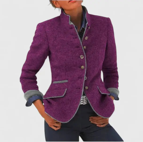 Women's Wool-Blend Blazer, contrast trim - photo 5