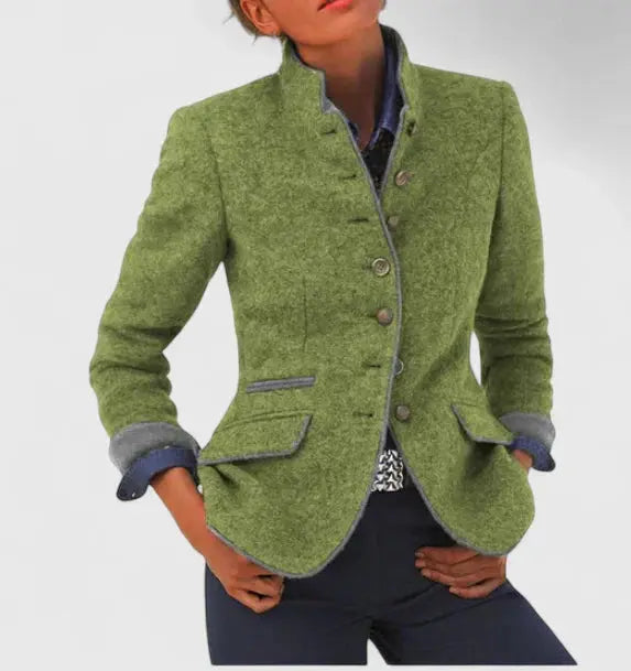 Women's Wool-Blend Blazer, contrast trim - photo 6
