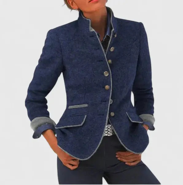 Women's Wool-Blend Blazer, contrast trim - photo 7