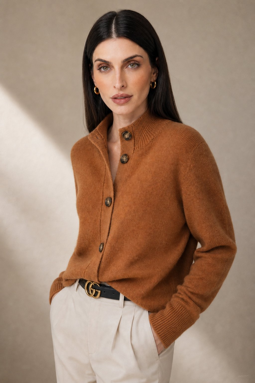 Women's Wool-Blend Button Cardigan, statement buttons - photo 1