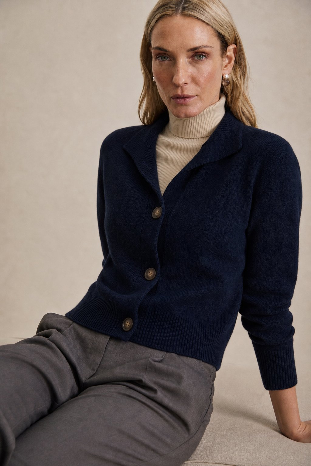 Women's Wool-Blend Button Cardigan, statement buttons - photo 3