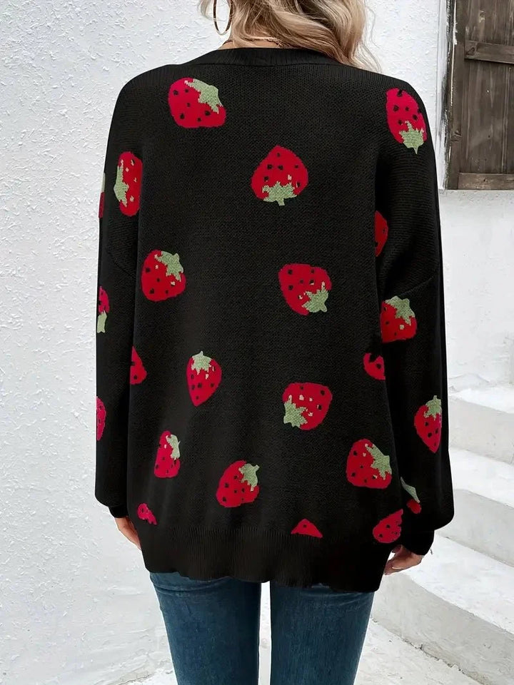 Strawberry | Motif Knit Cardigan