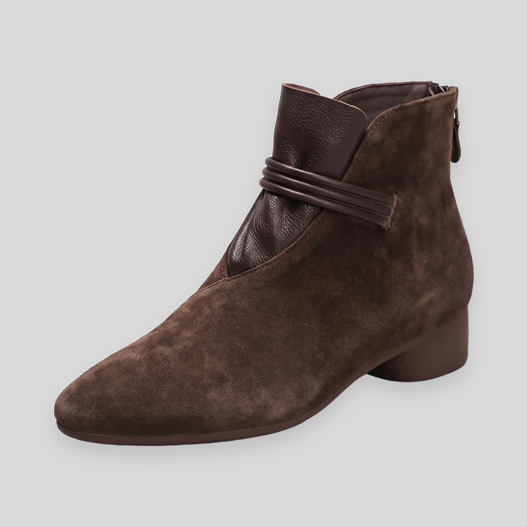 Verona suede-touch ankle boot in coffee brown