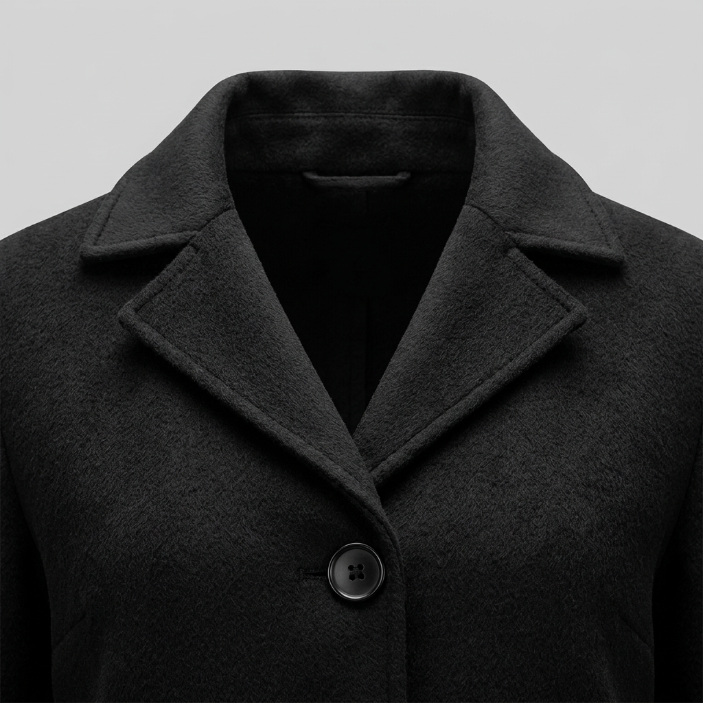 Baylea coat lapel collar buttons detail