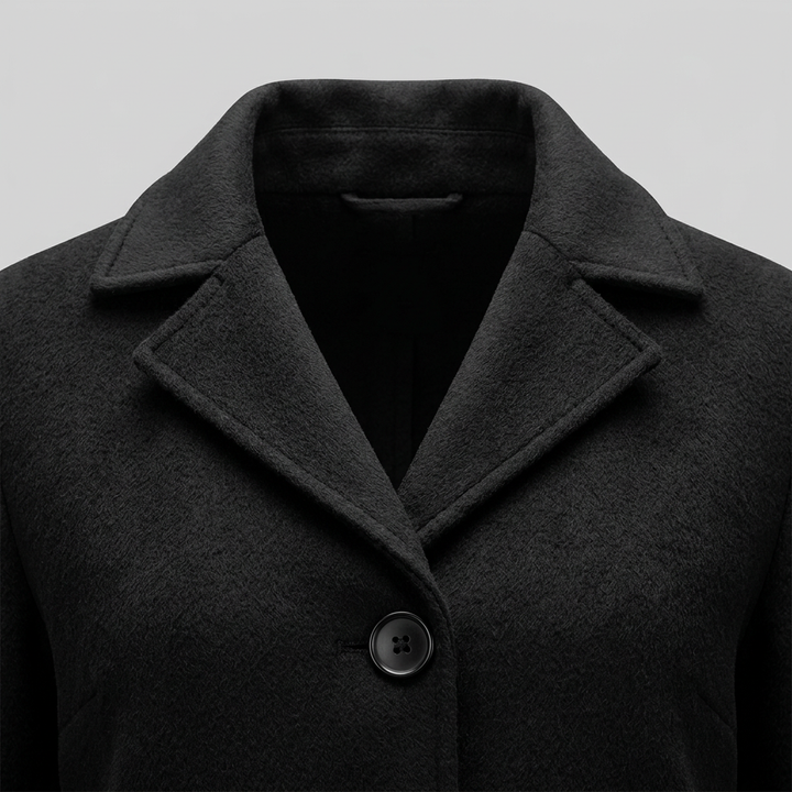 Baylea coat lapel collar buttons detail