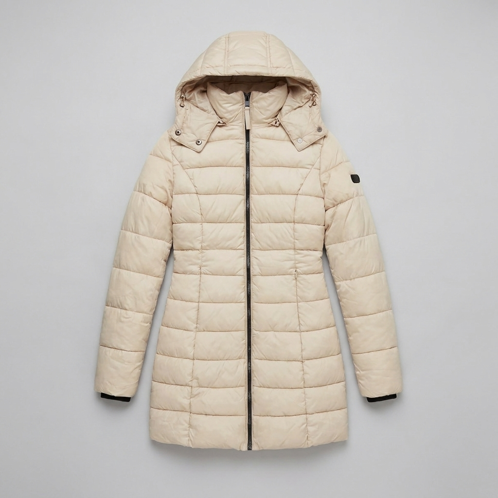 Lady winter coat khaki product flat-lay
