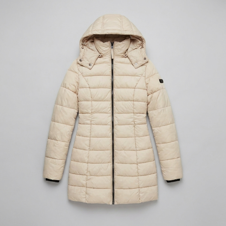Lady winter coat khaki product flat-lay