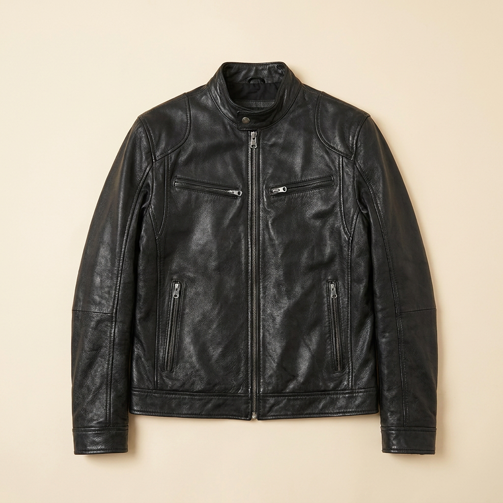 James leather jacket black product flat-lay