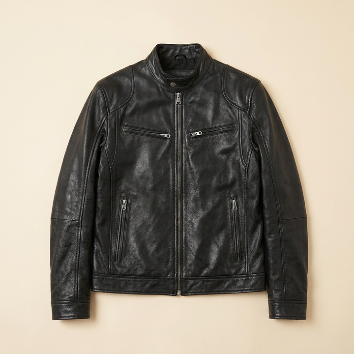 James leather jacket black product flat-lay