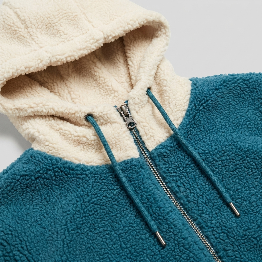 Bridget fleece jacket hood drawstring detail