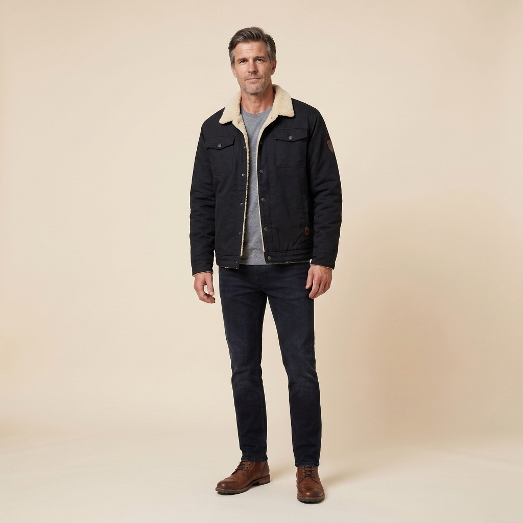 Travis bomber jacket black front on model