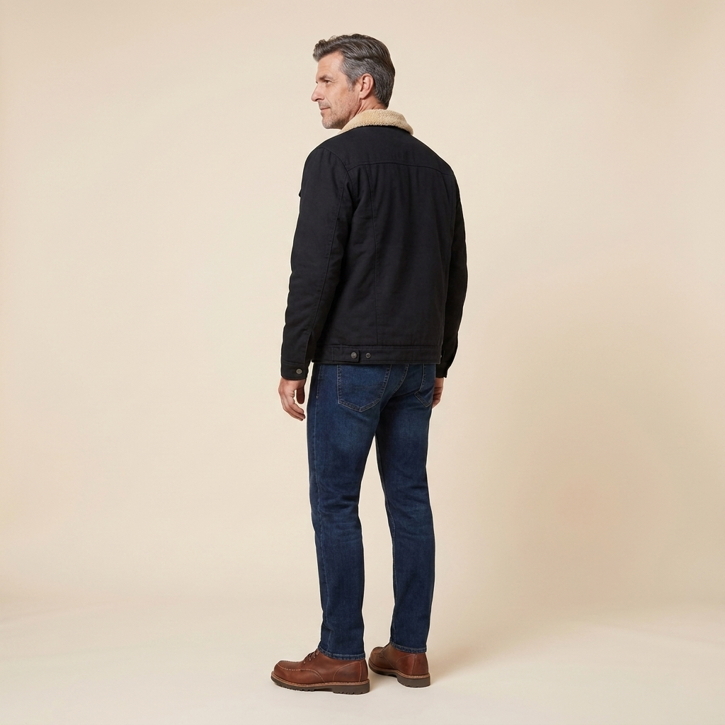 Travis bomber jacket black side back on model