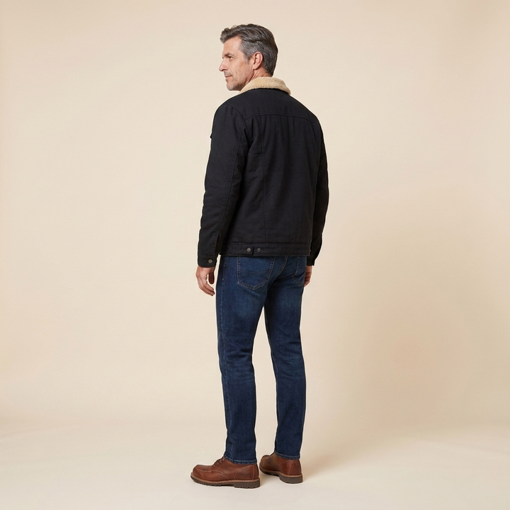 Travis bomber jacket black side back on model
