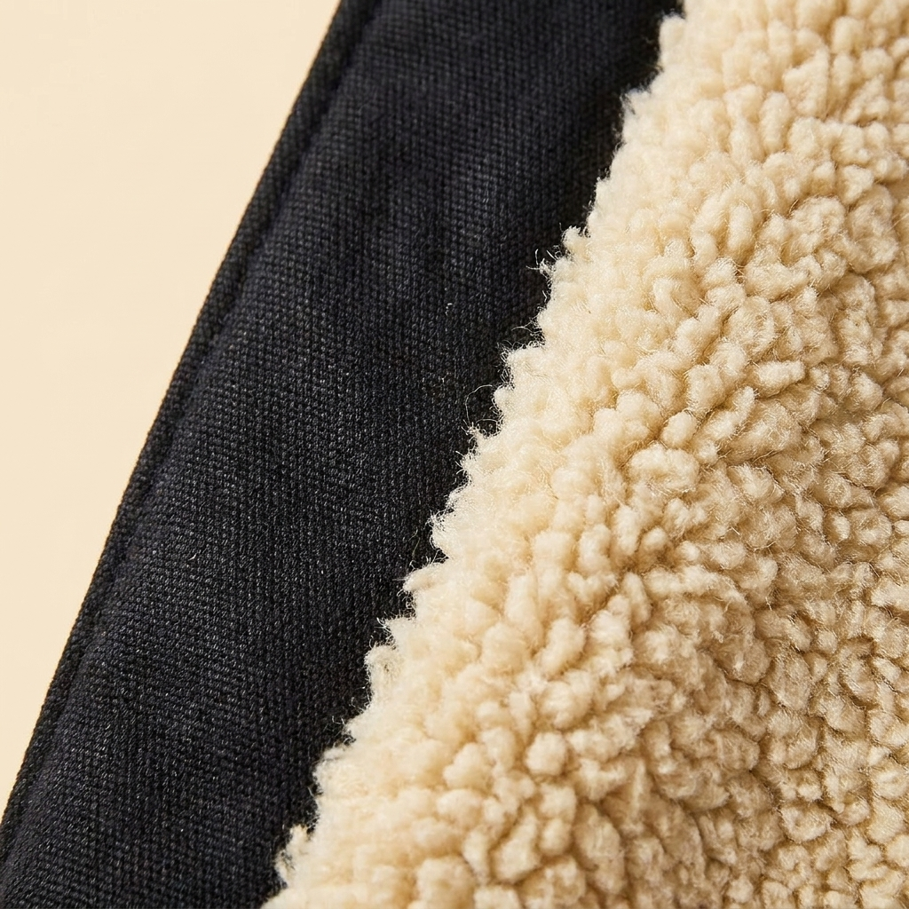 Travis bomber canvas sherpa fabric close-up
