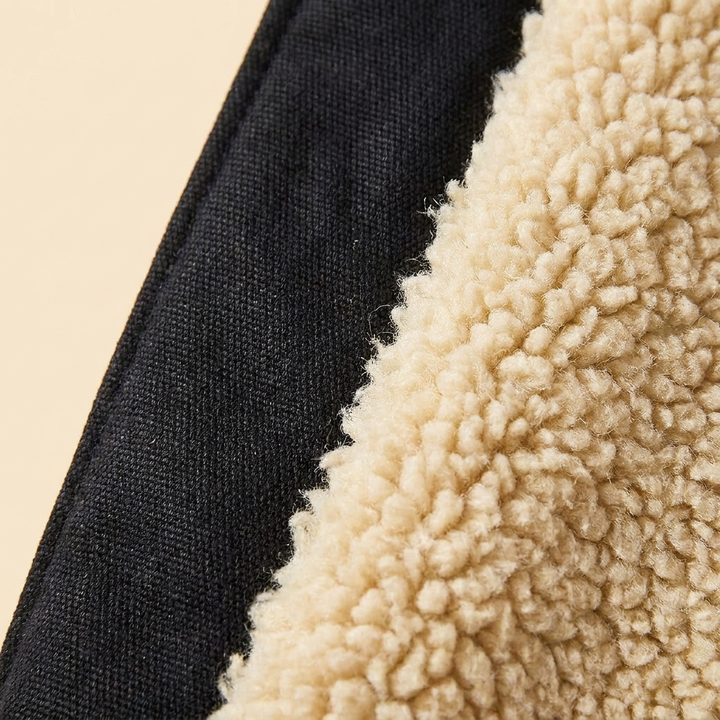 Travis bomber canvas sherpa fabric close-up