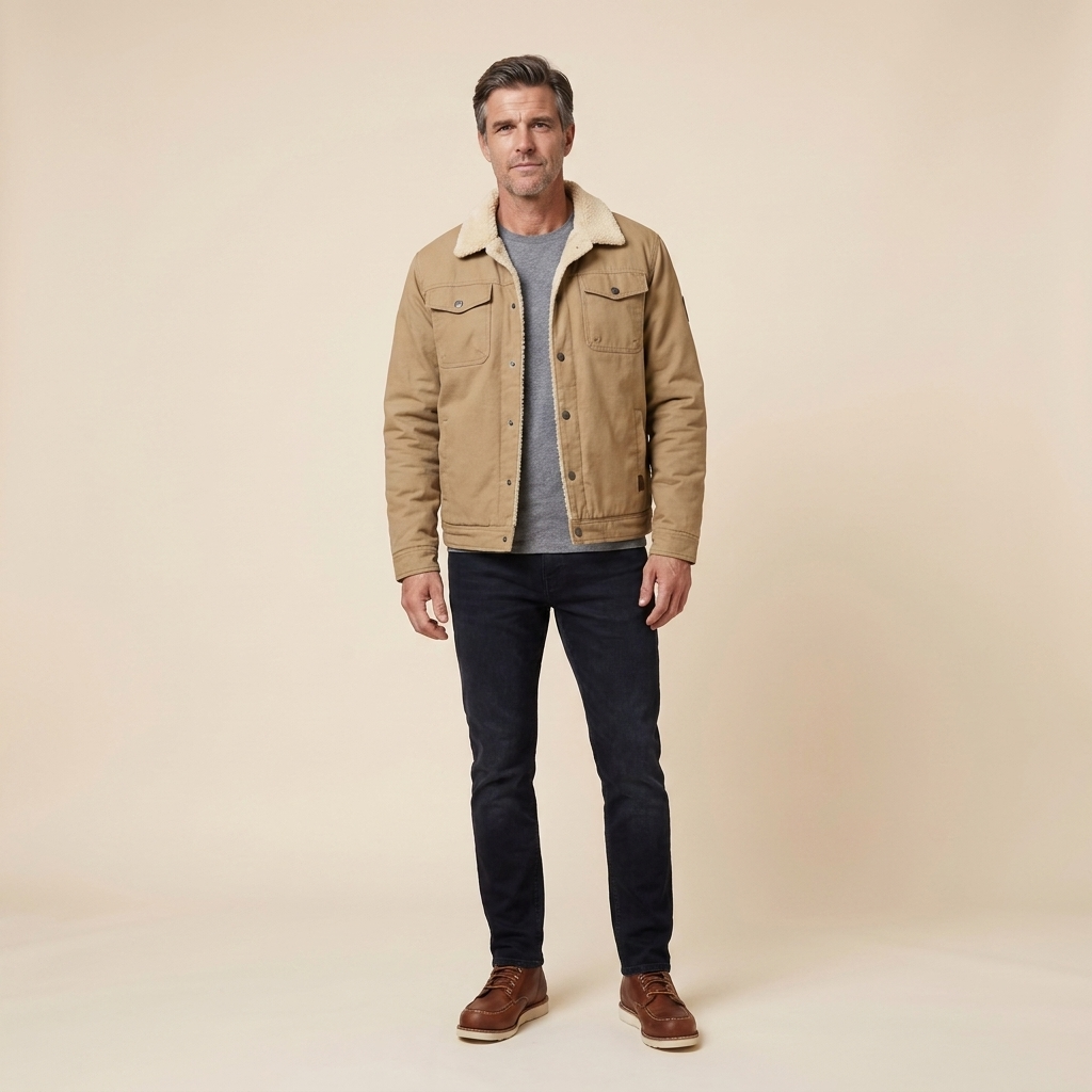 Travis bomber jacket khaki front on model