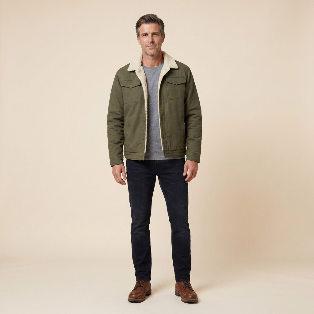 Travis bomber jacket army green front on model