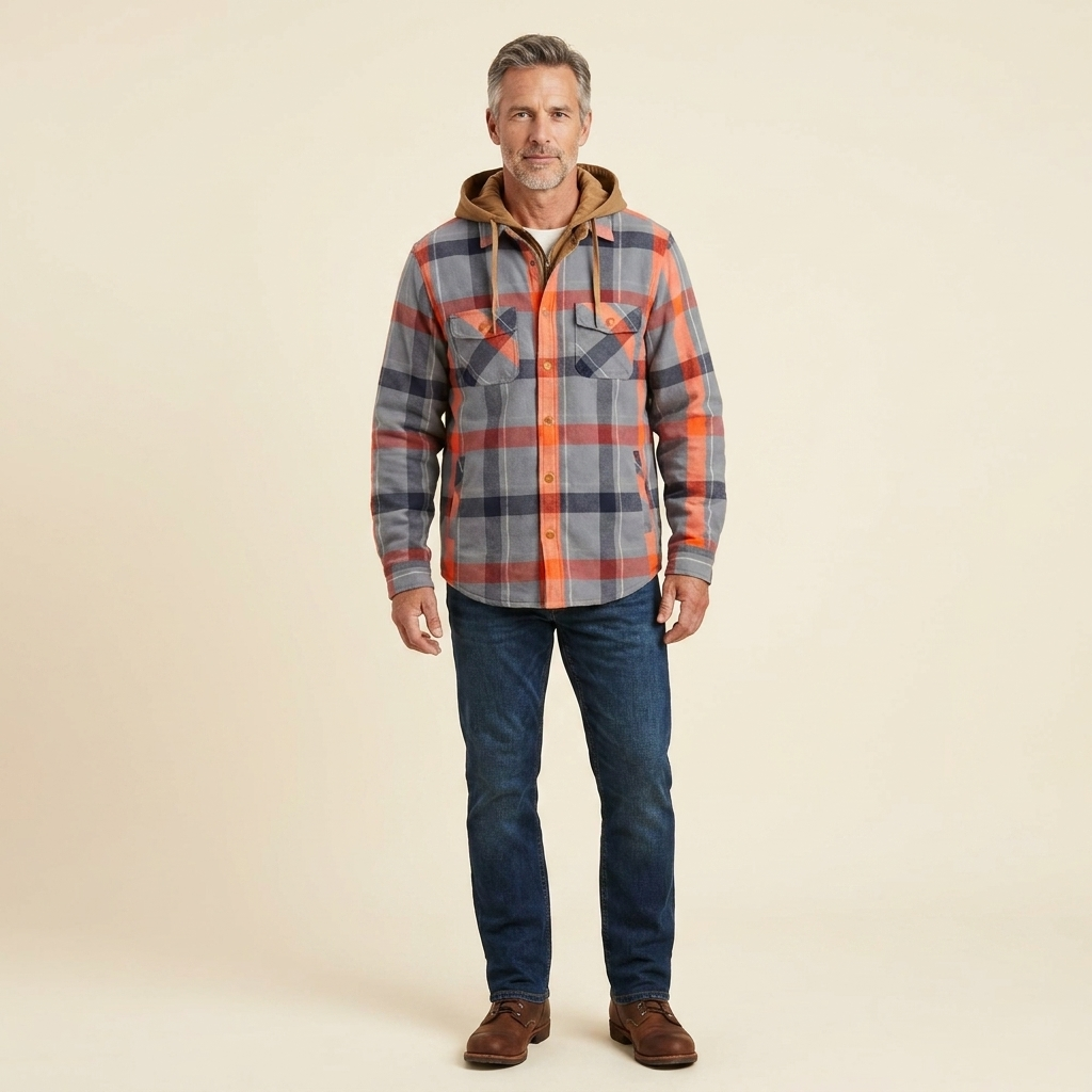 Alain shacket gray red front