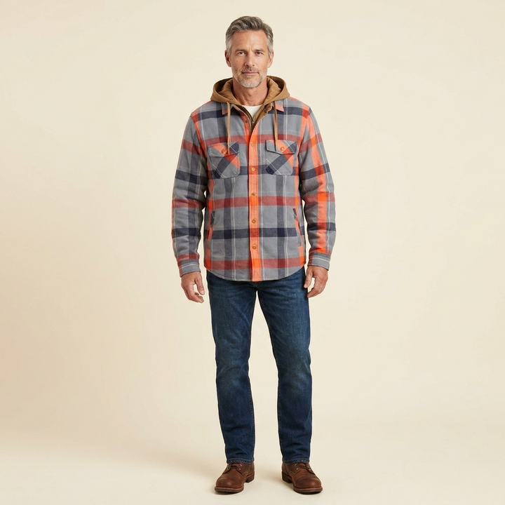 Alain shacket gray red front