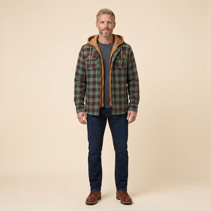 Alain shacket blue brown front