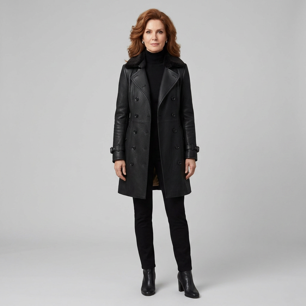 Elysian leather coat front