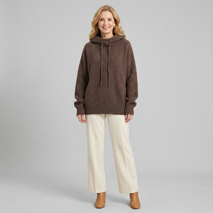 Elvire hooded pullover brown front