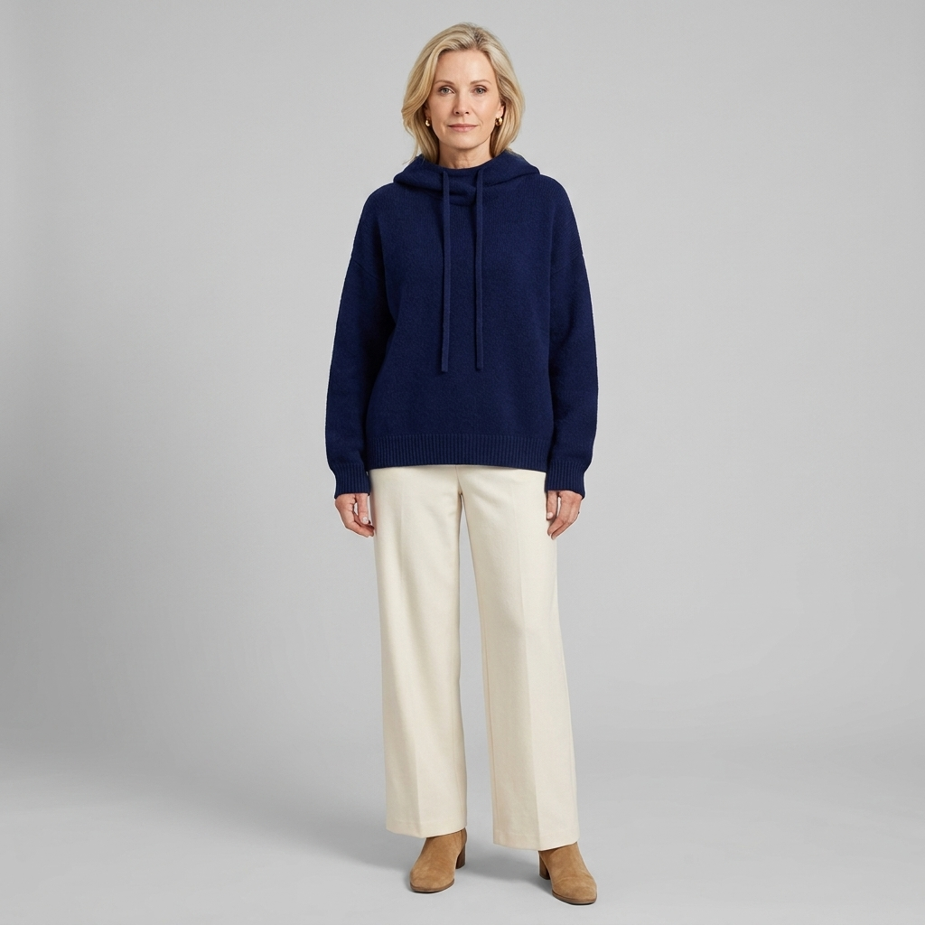 Elvire hooded pullover dark blue front