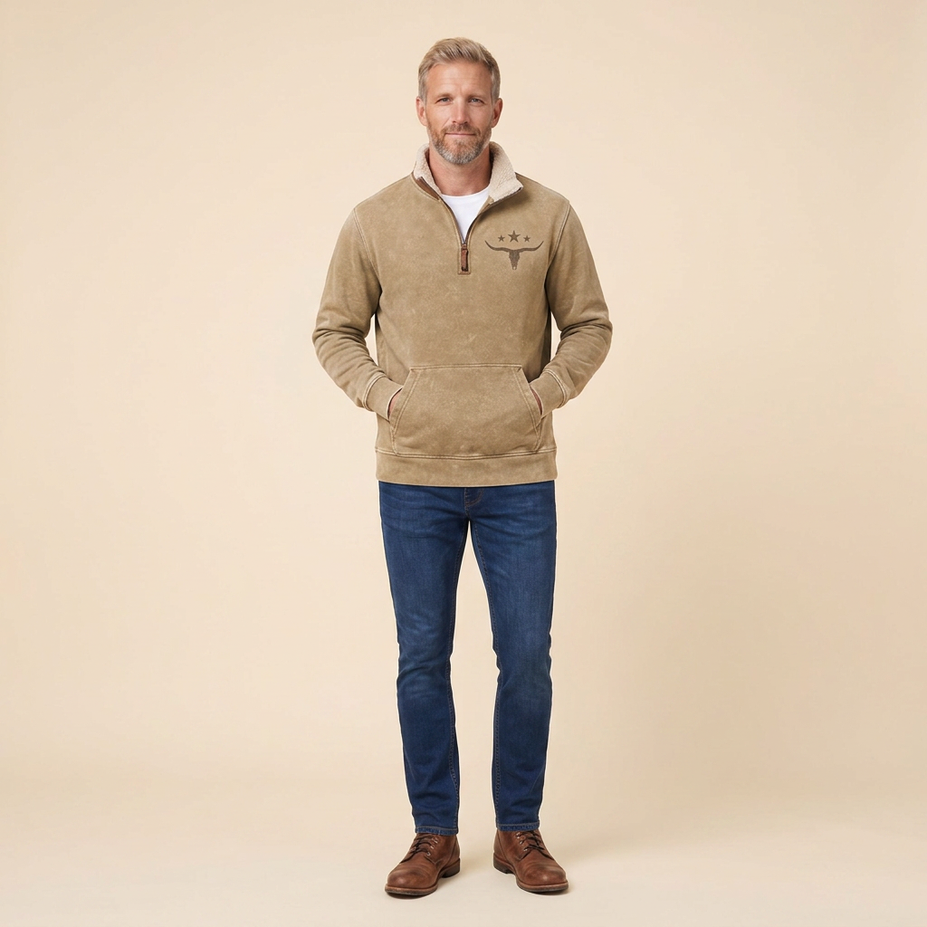 Rodeo half-zip jacket pose