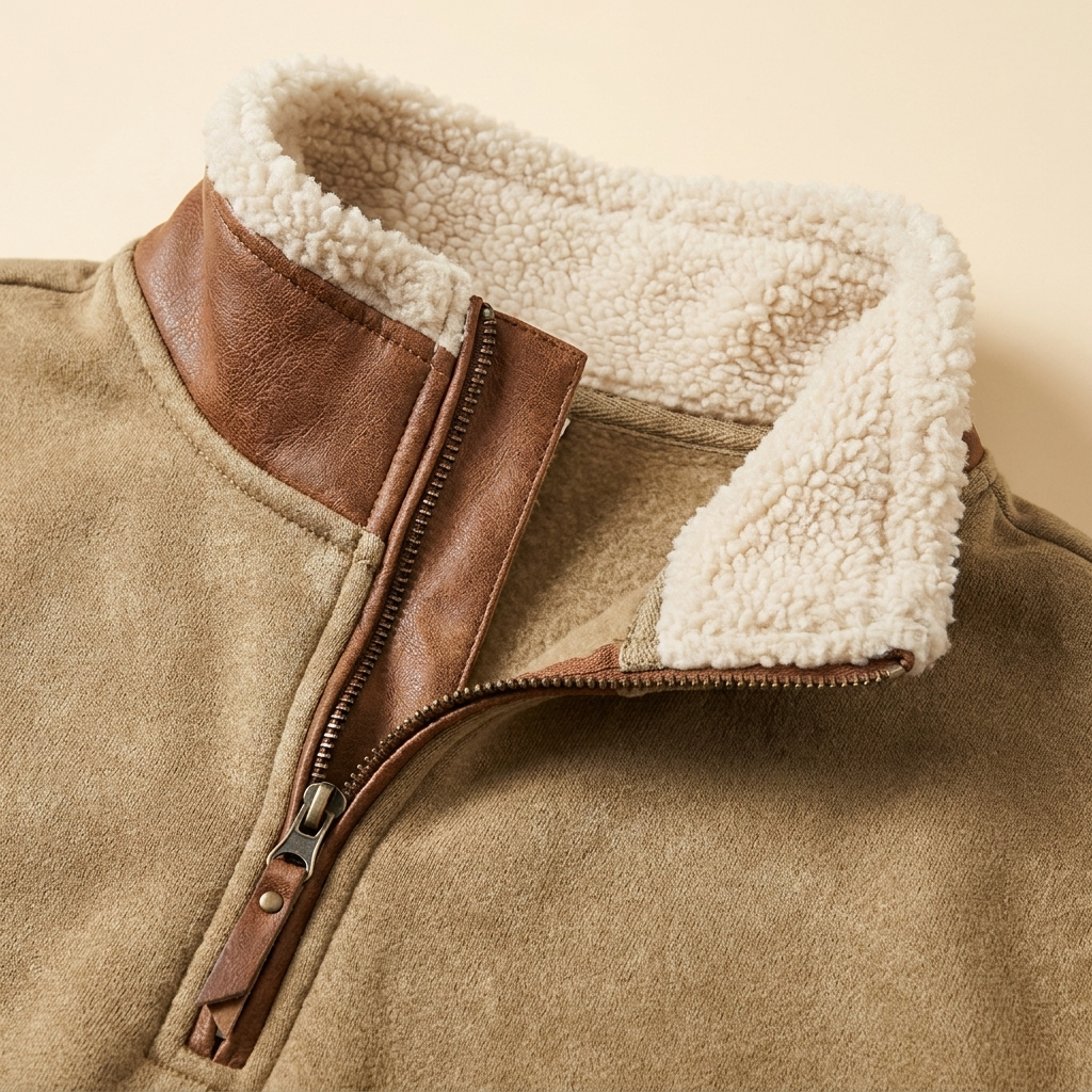 Rodeo half-zip jacket collar detail