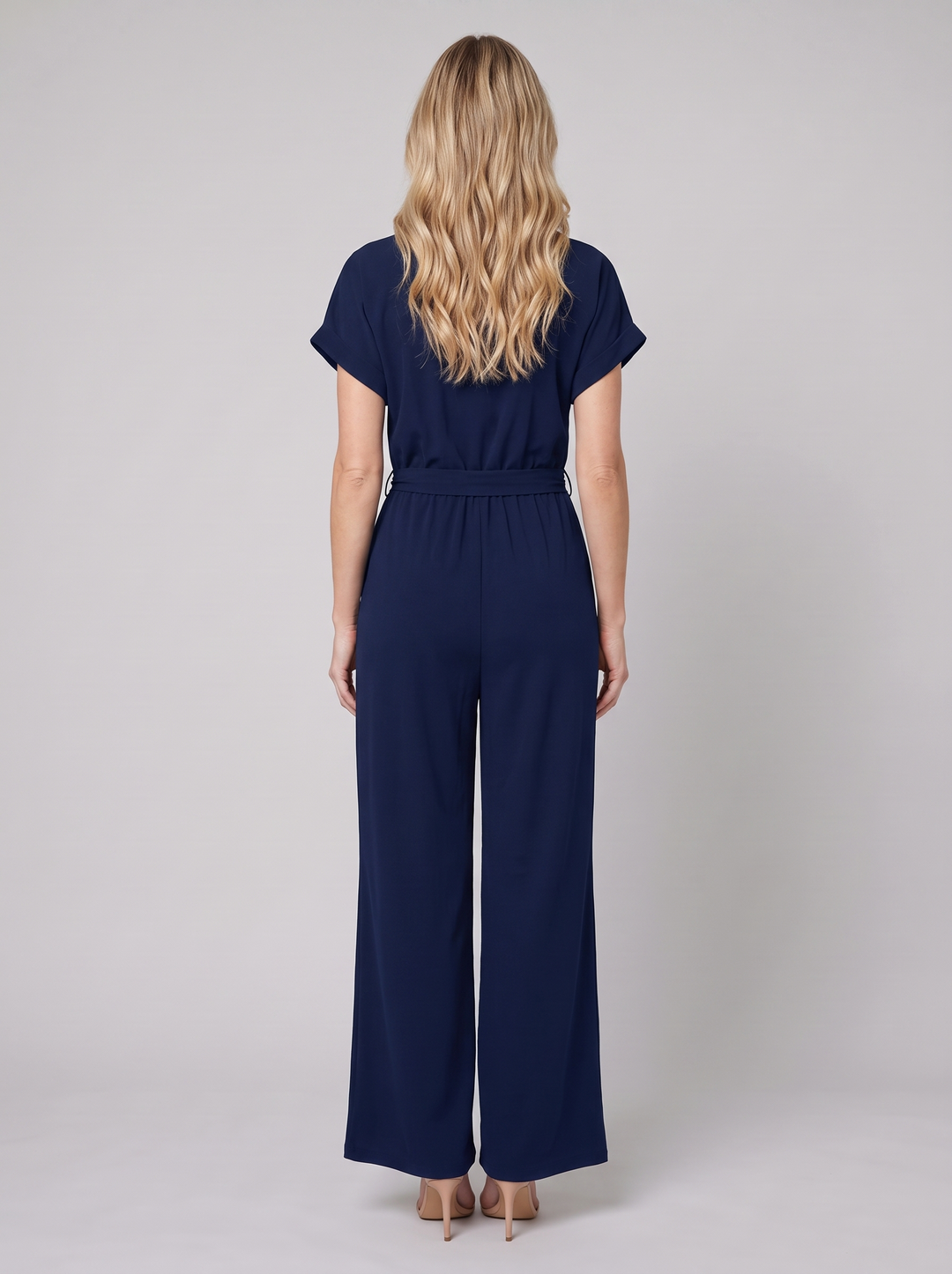 Valentina navy wide-leg jumpsuit back