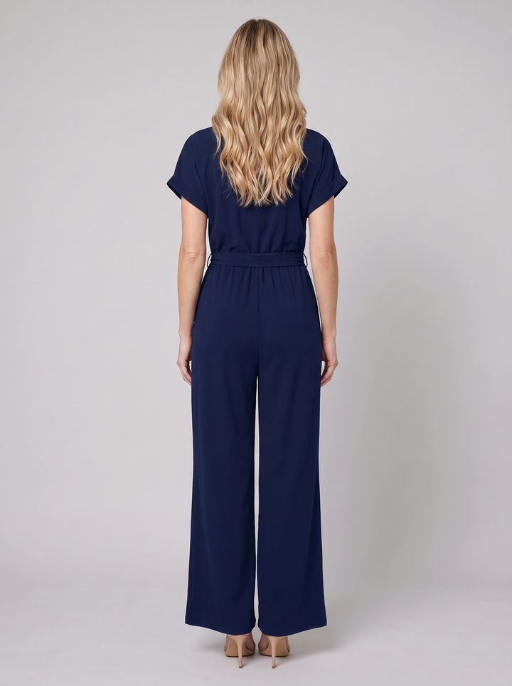 Valentina navy wide-leg jumpsuit back