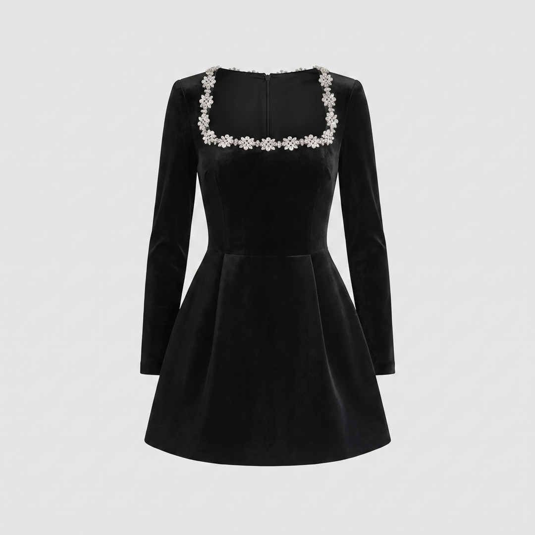 Eclat velvet mini dress product flat lay
