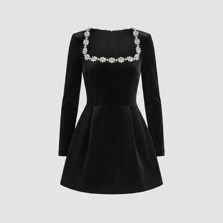 Eclat velvet mini dress product flat lay