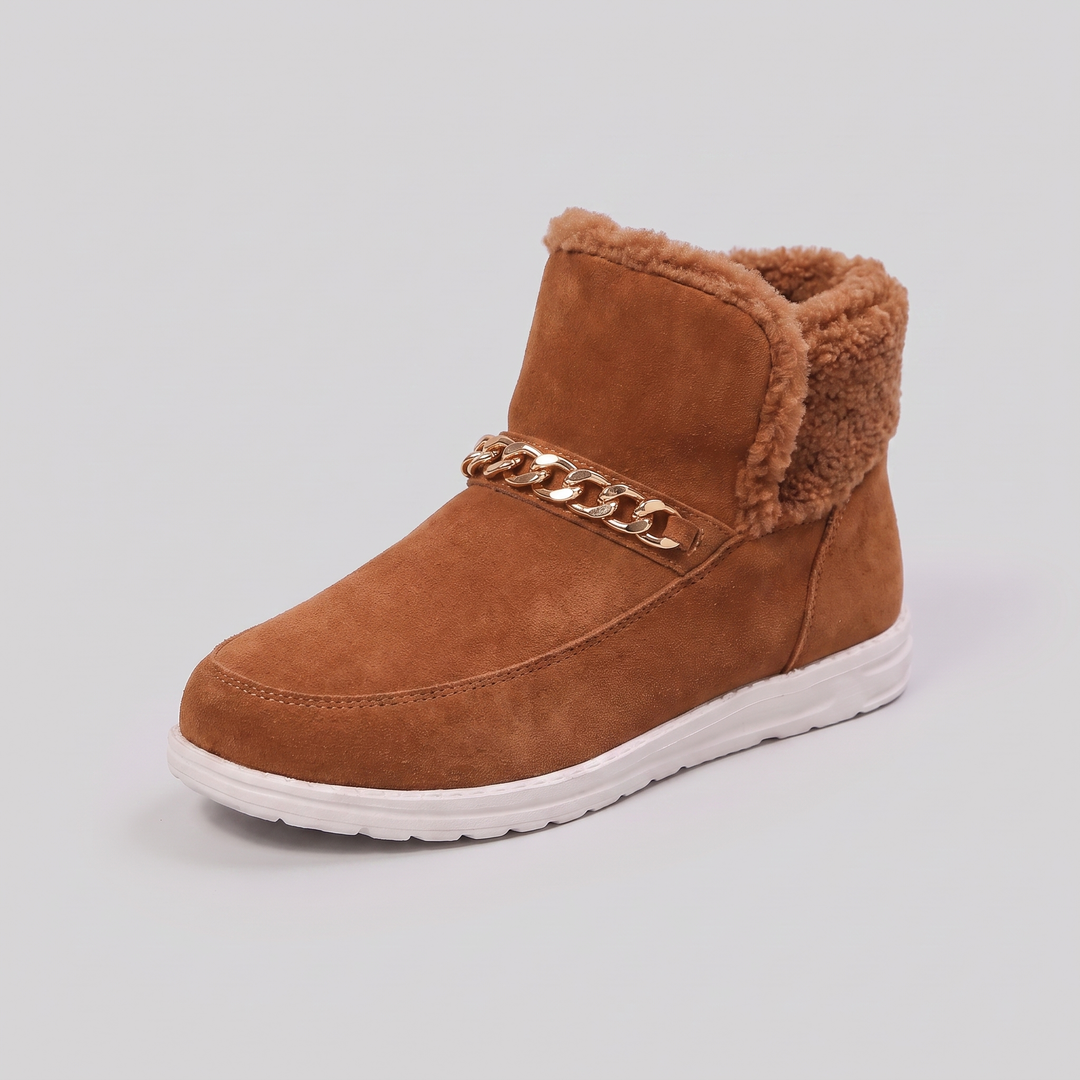 Olina plush snow ankle boot brown