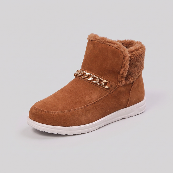 Olina plush snow ankle boot brown
