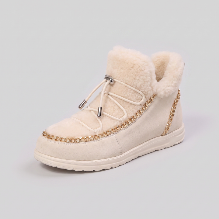 Olina plush snow ankle boot white