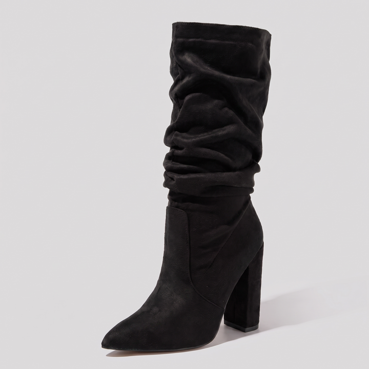 Madison slouchy heel boot black