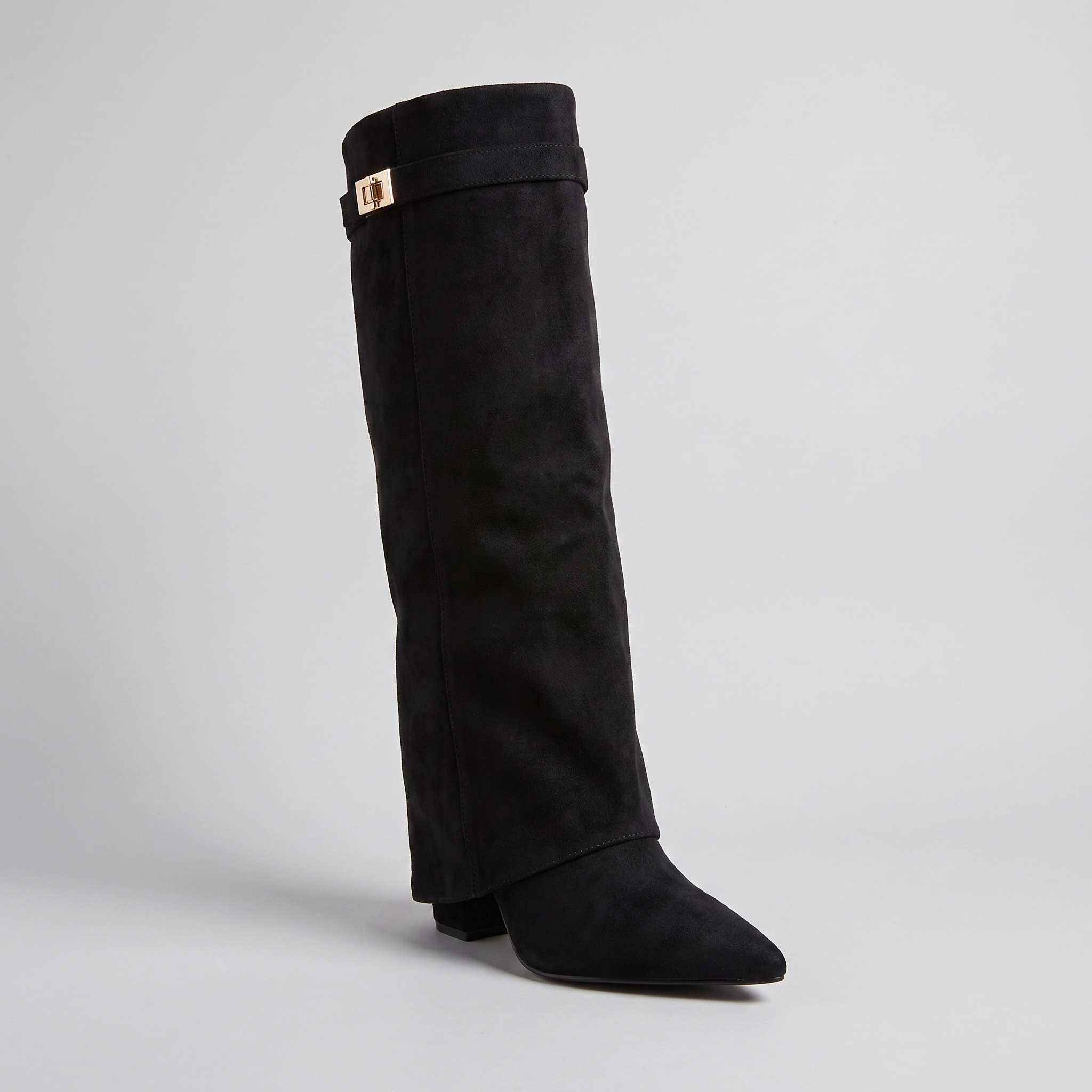 Hanna Fold-Over Knee-High Boots - Low Block Heel, Padded Footbed - photo 2