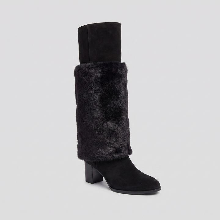 Alpi mid-calf fur-panel boot black