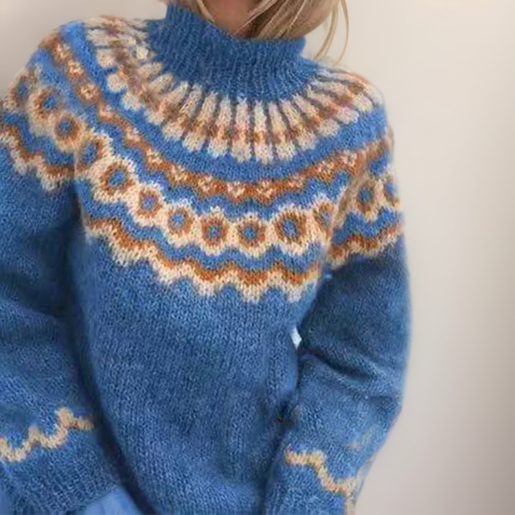 Women's Turtleneck Sweater, Comfy Knit, Dropped Shoulder