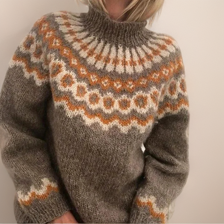Women's Turtleneck Sweater, Comfy Knit, Dropped Shoulder