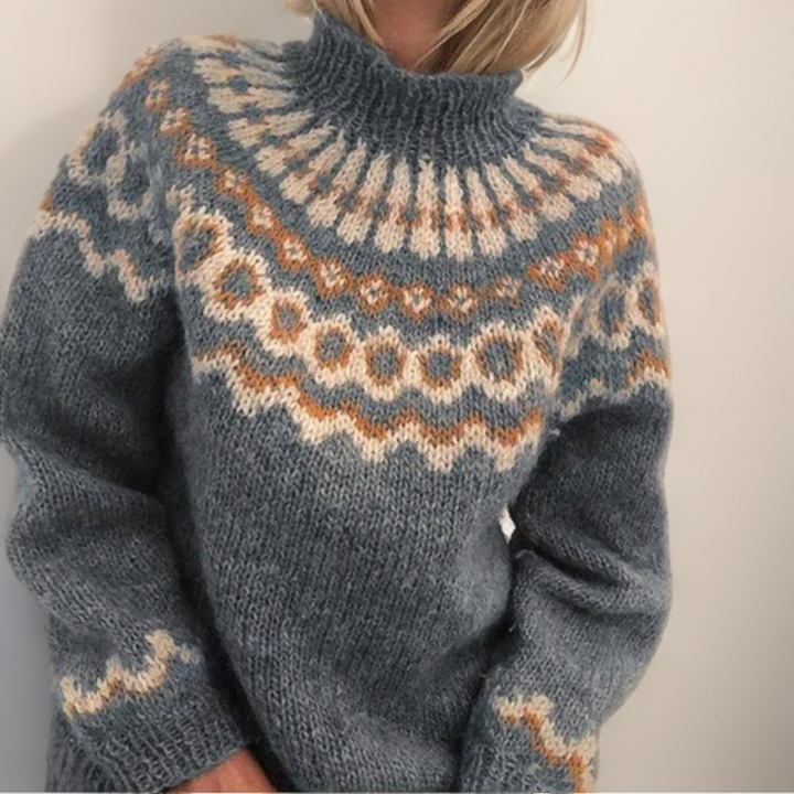 Women's Turtleneck Sweater, Comfy Knit, Dropped Shoulder