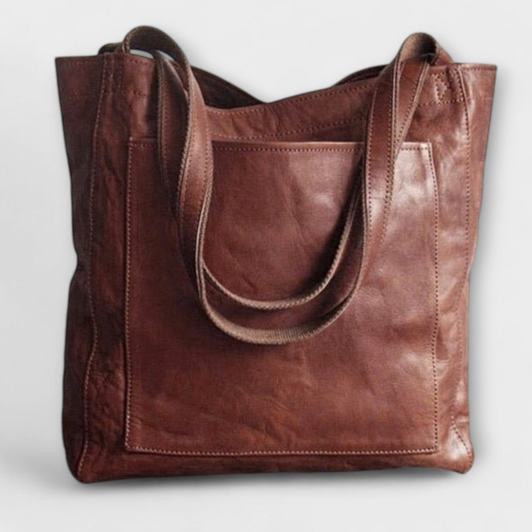 Enna shoulder tote, top-down view of the open interior