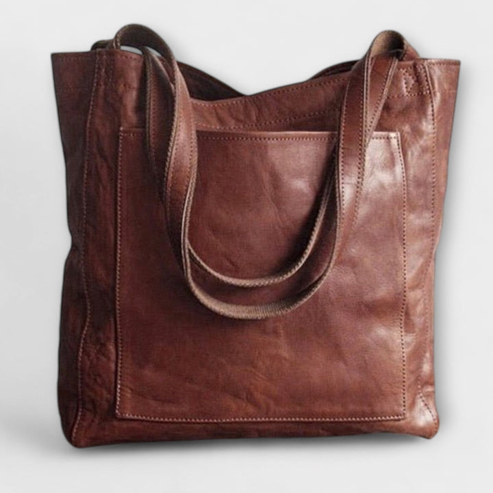 Enna shoulder tote, top-down view of the open interior