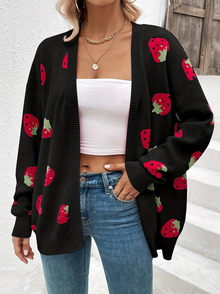 Strawberry | Motif Knit Cardigan