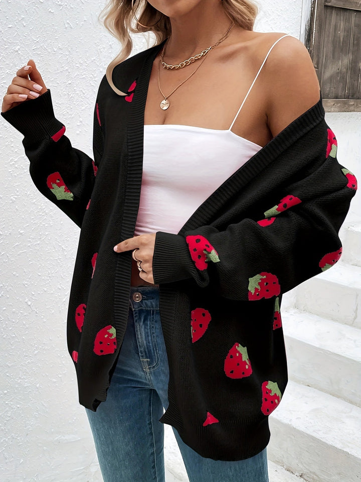 Strawberry | Motif Knit Cardigan