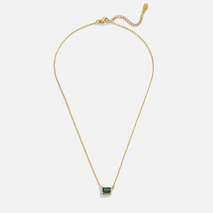 Mona Green Emerald Necklace made of stainless steel with an adjustable length, featuring a stunning green emerald pendant, perfect for adding elegance to any outfit. - 5