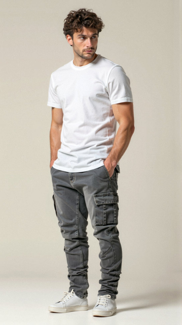 Cezar Cargo Jeans featuring stretch fabric and a classic design, perfect for casual and outdoor wear. - 1